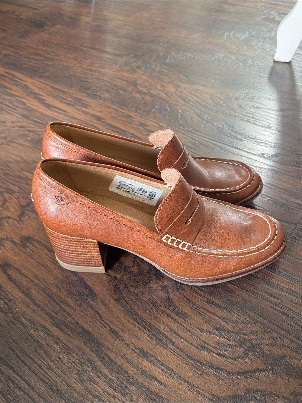 Sperry Brown Leather Block Heel Loafers - Picture 7 of 13